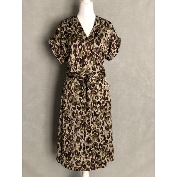 J. Crew Women's Medium V-Neck Wrap Dress Camouflage NEW - Picture 1 of 7
